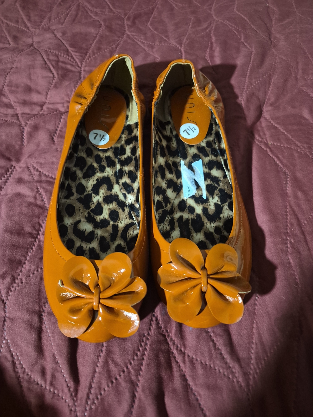 Unisa Orange Patent Flower Ballet Flats